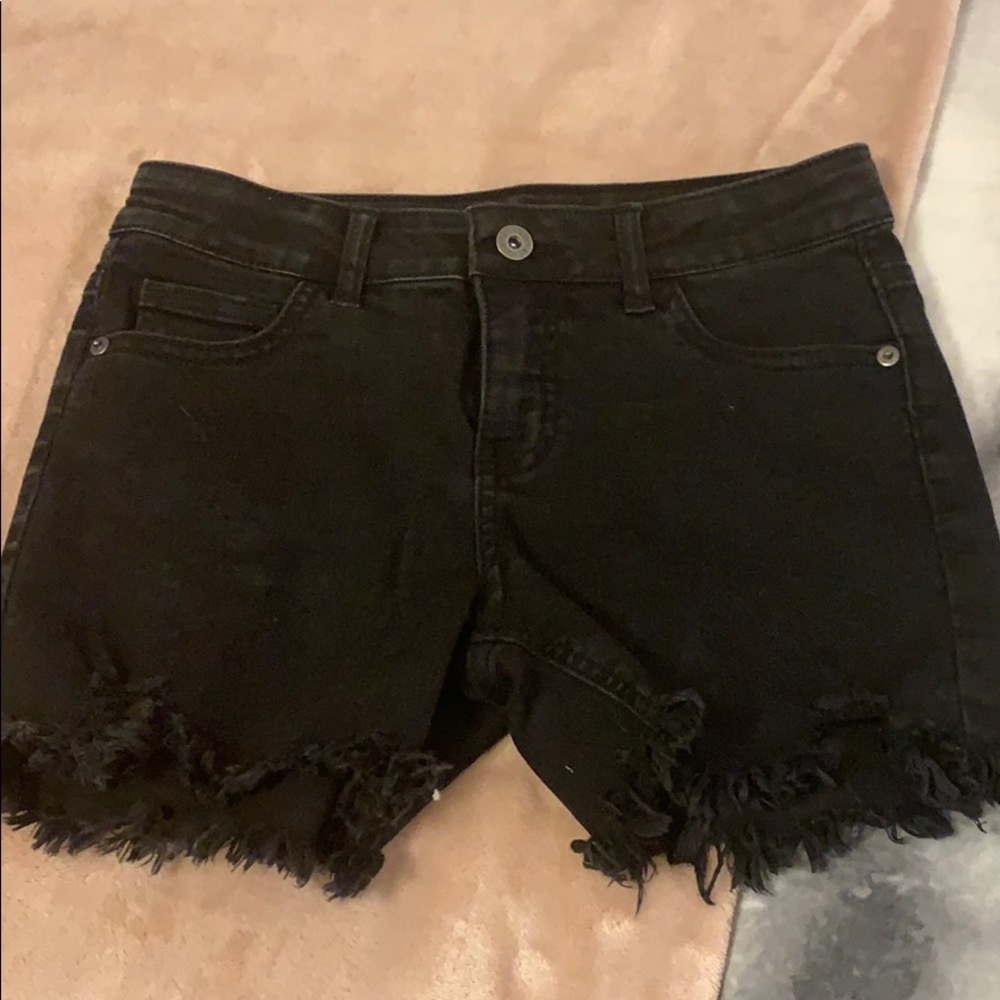 black jean shorts